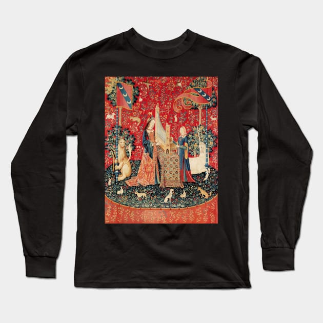 UNICORN AND LADY PLAYING ORGAN WITH ANIMALS,Hearing Long Sleeve T-Shirt by BulganLumini